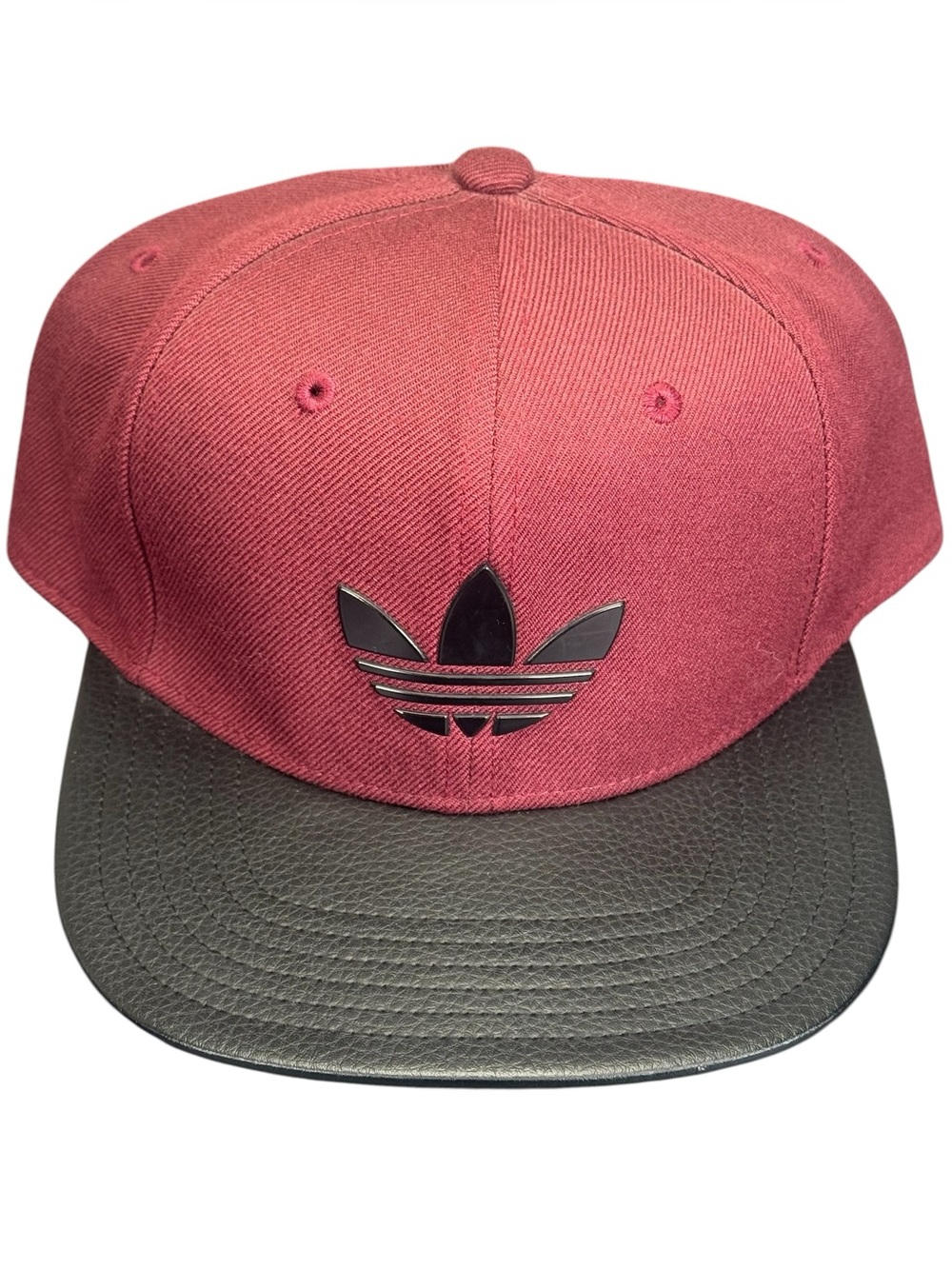 Adidas Trefoil Snapback Hat Red Black Suede Brim Streetwear Cap Y2K